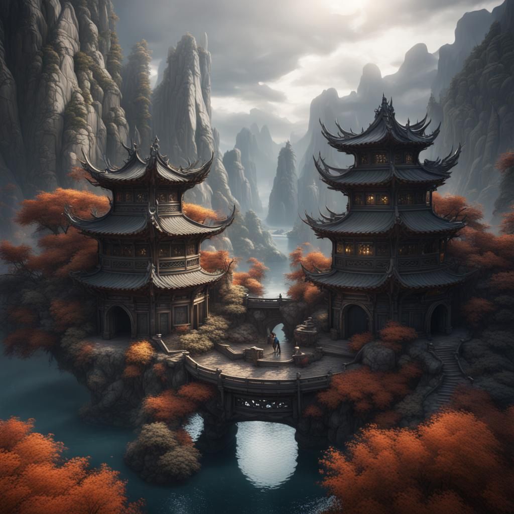 Yin Yang Detailed Matte Painting