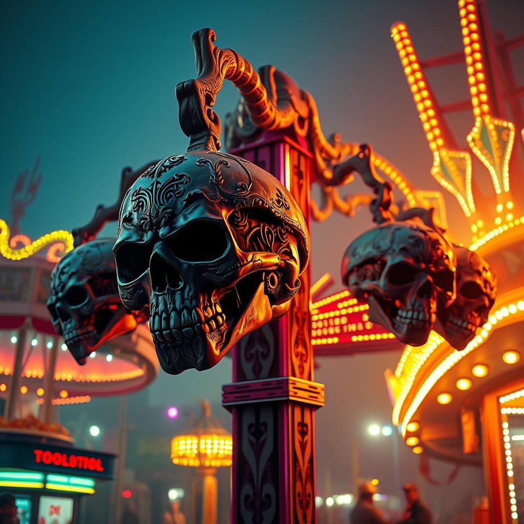 Horror Carnival Ride in Dark Surreal Style