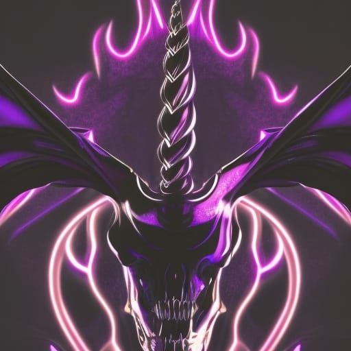 Unicorn Skeleton Logo in Biofluorescent Flames