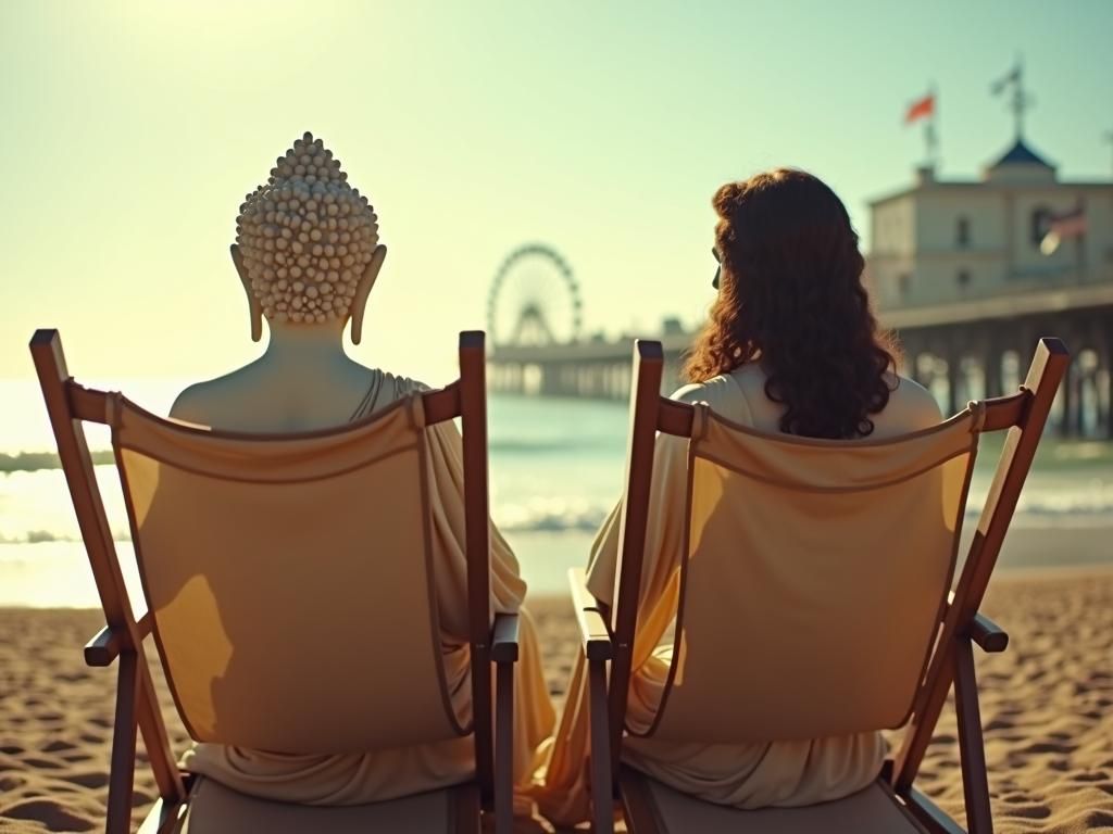 Buddha and Jesus on Brighton Beach: Cinematic Film Still