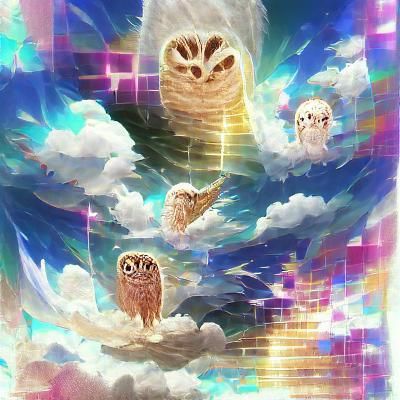 Surreal Owl in Night Sky