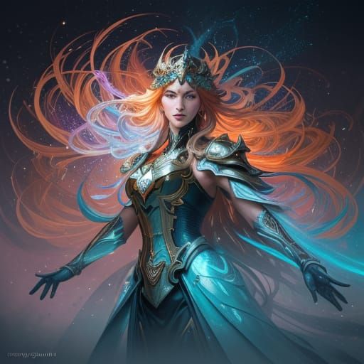 Figure Shrouded in Sparkling Snowflakes, Digital Art