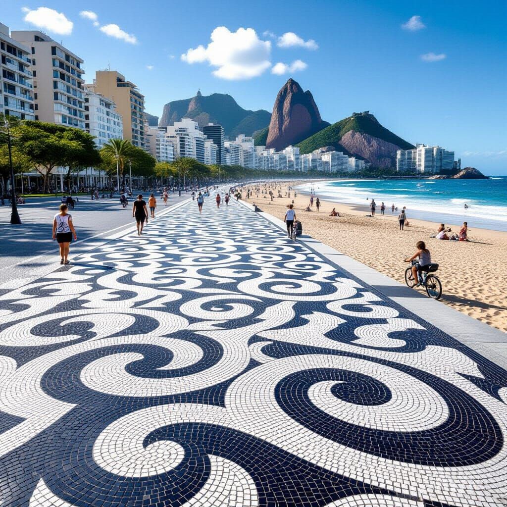 Iconic Copacabana Beachfront Pavement in Manueline Style