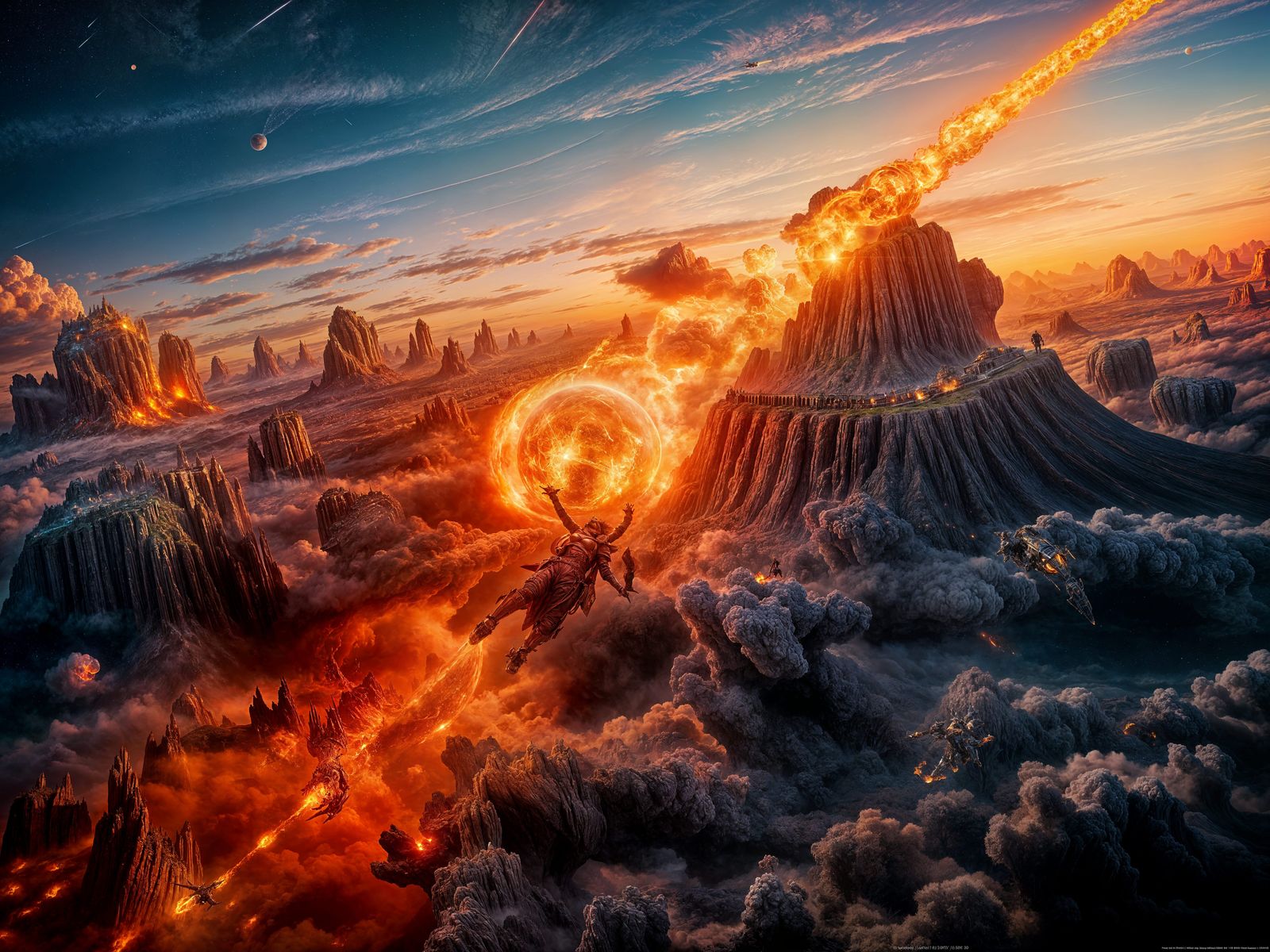 Riding a Fireball: Detailed Fantasy Concept Art