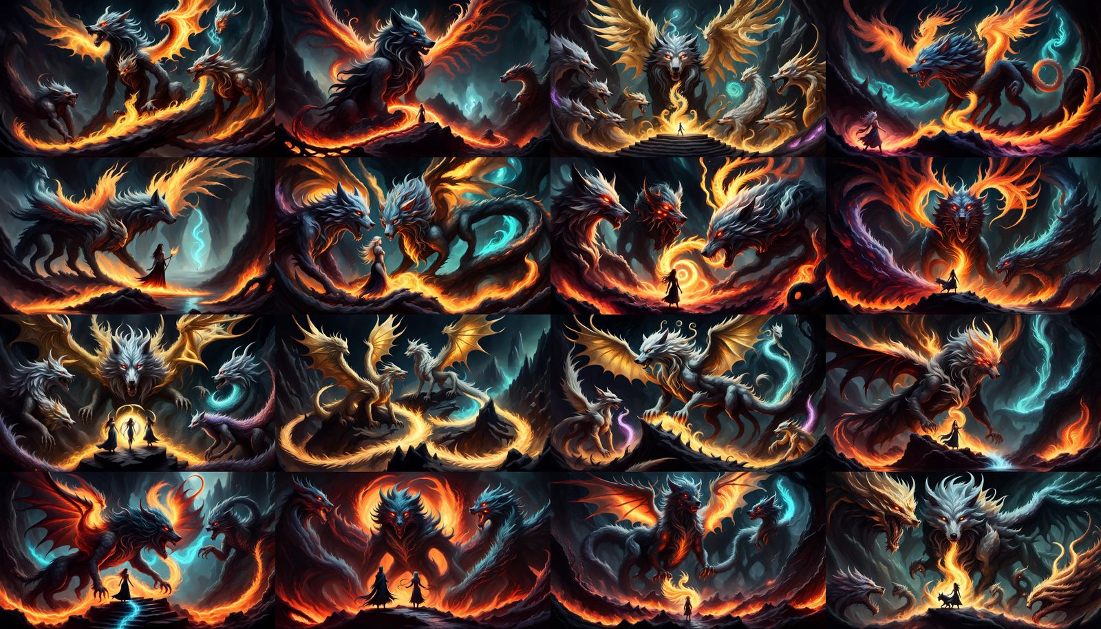 Ethereal Dark Fantasy Beasts Descend into the Abyss