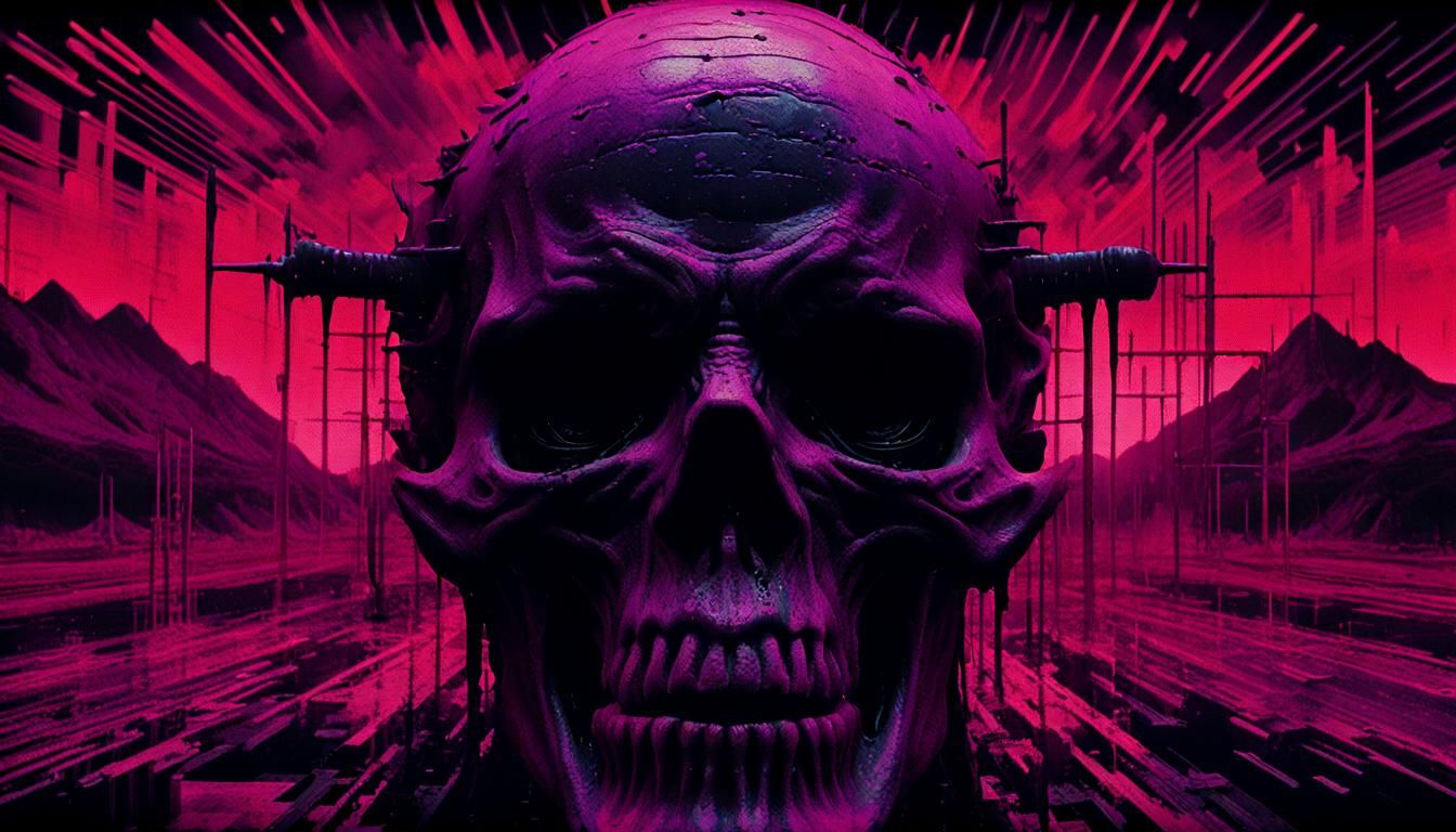 Demonic Close-Up in Analog Horror VHS Glitch Style