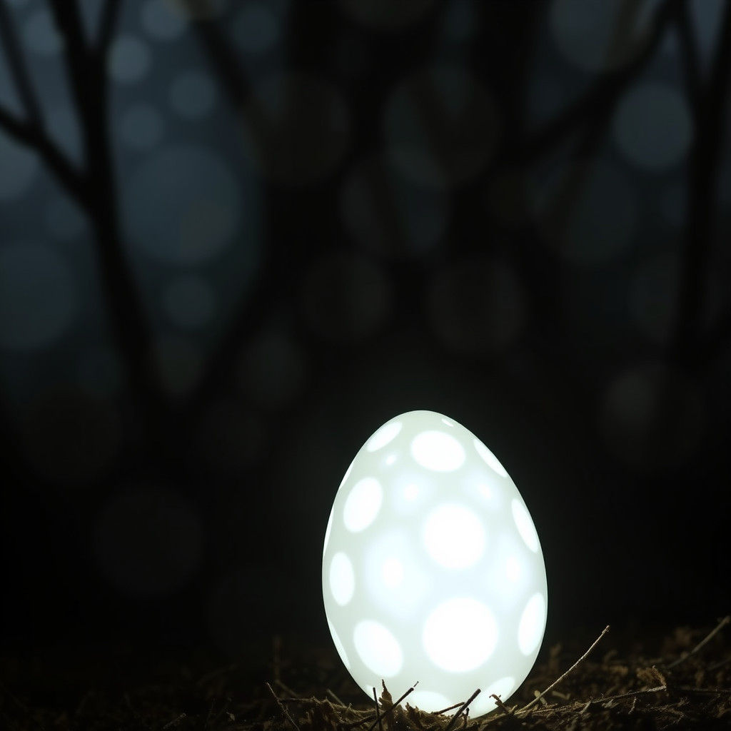 Stenciled Light Pattern on White Egg