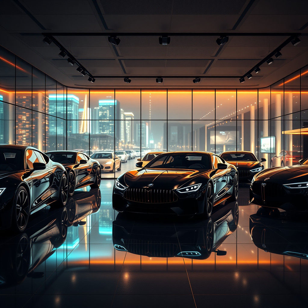 Luxury Car Showroom in Matte Painting Style
