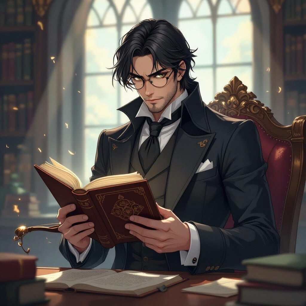 Victorian Scholar with Hand Crossbow, Anime Style