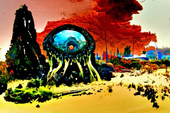 Radioactive Biopunk Landscape with Oozing Pustules