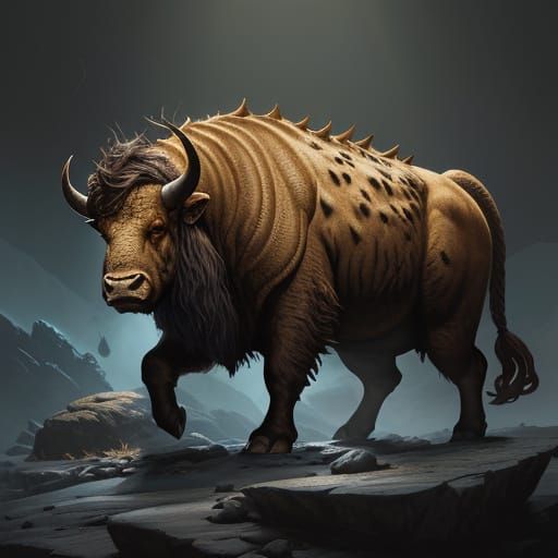 Massive Boulderhorn Charges Forward in Fantasy Landscape