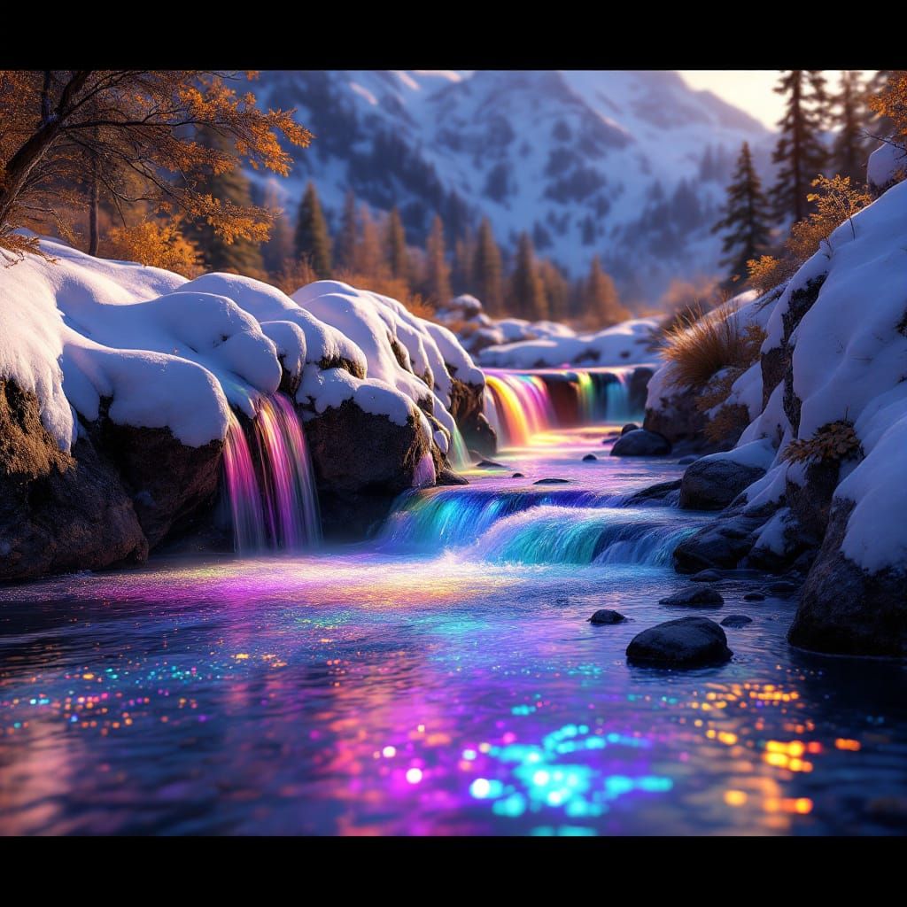 Rainbow River on Mount Shasta: A Digital Art Dream