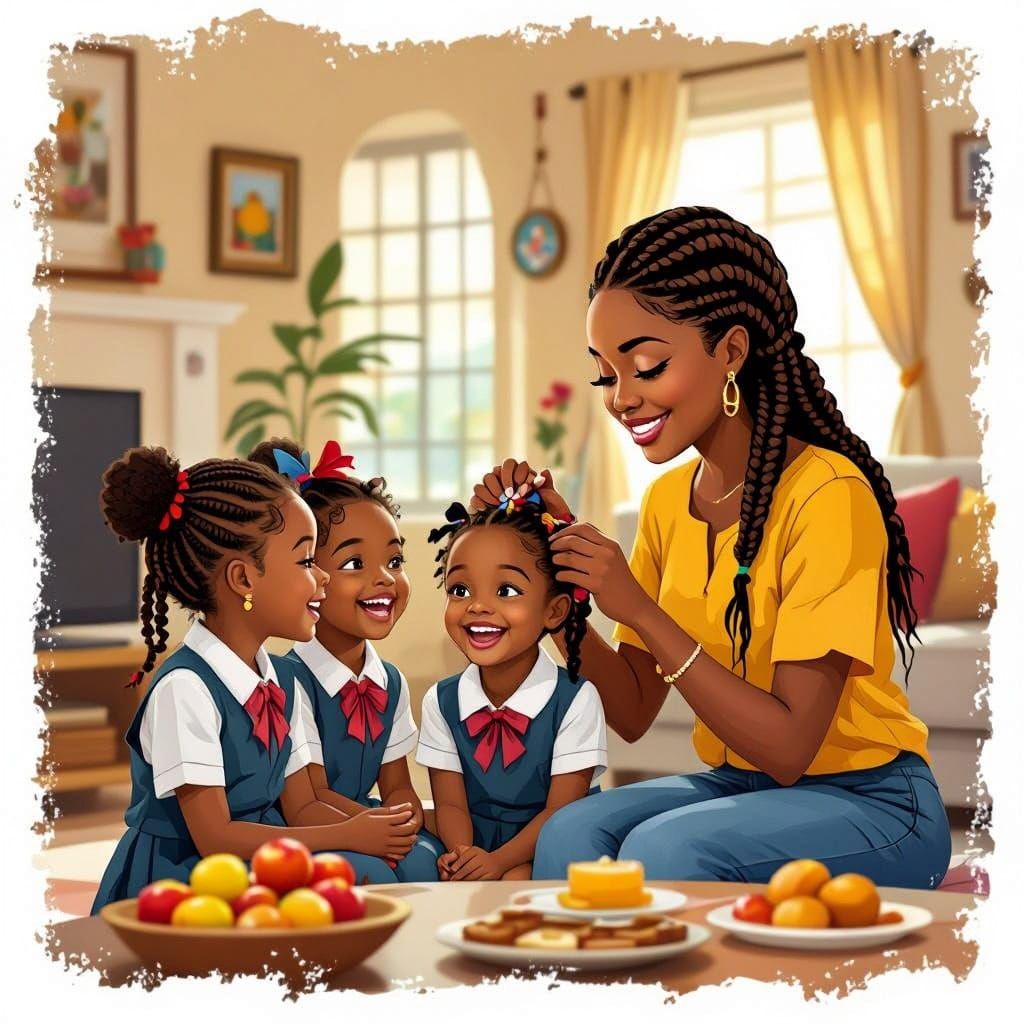 Nigerian Family Home in Festac Town, Lagos, in Vibrant Color...