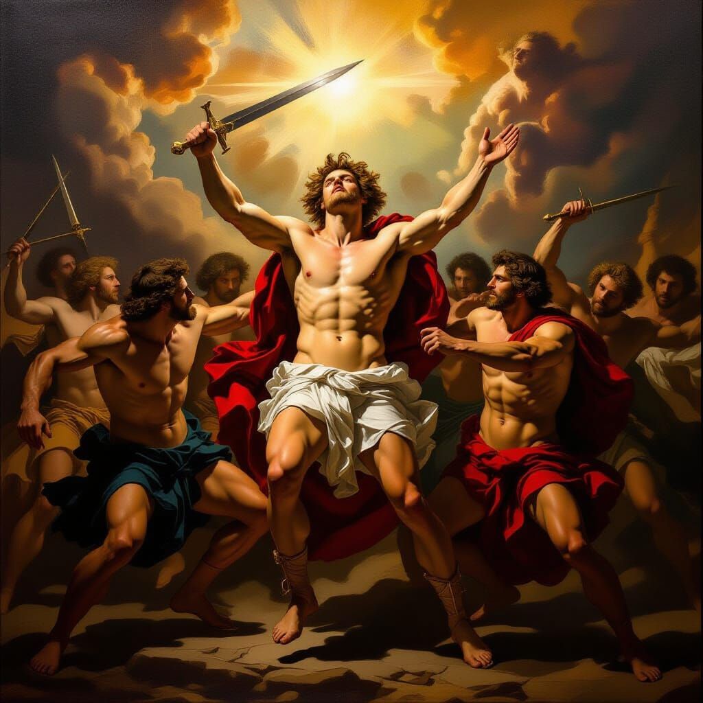 Baroque Oil Painting of Apollo's Trials