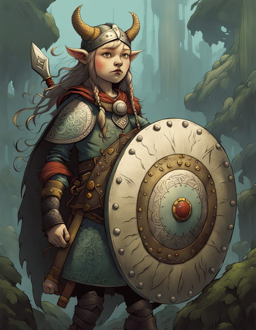 Whimsical Viking Shield Maiden