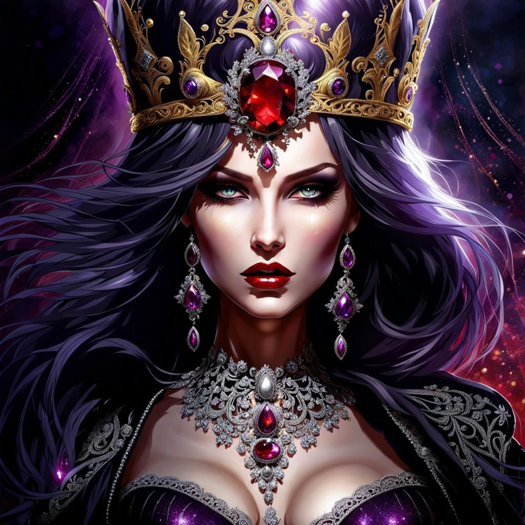 Gothic Mistress with Crown in Splash Art Style