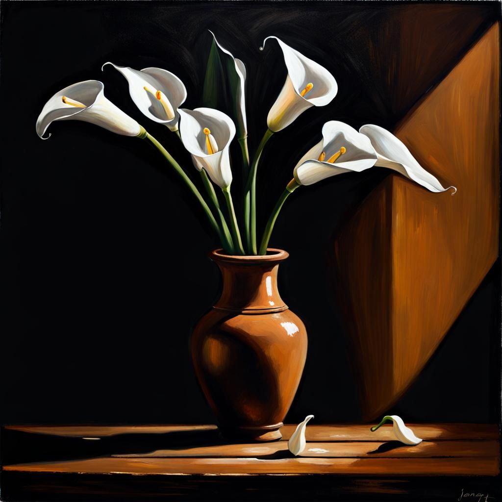 Clay Vase with Arums