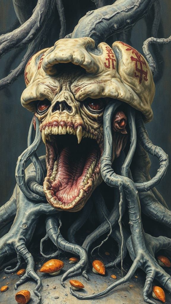 Eldritch Fungus Elder in Dark Surreal Style