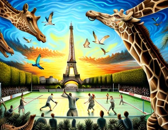 Animal Olympics Volleyball Match: Hyperrealistic Jungle Spec...