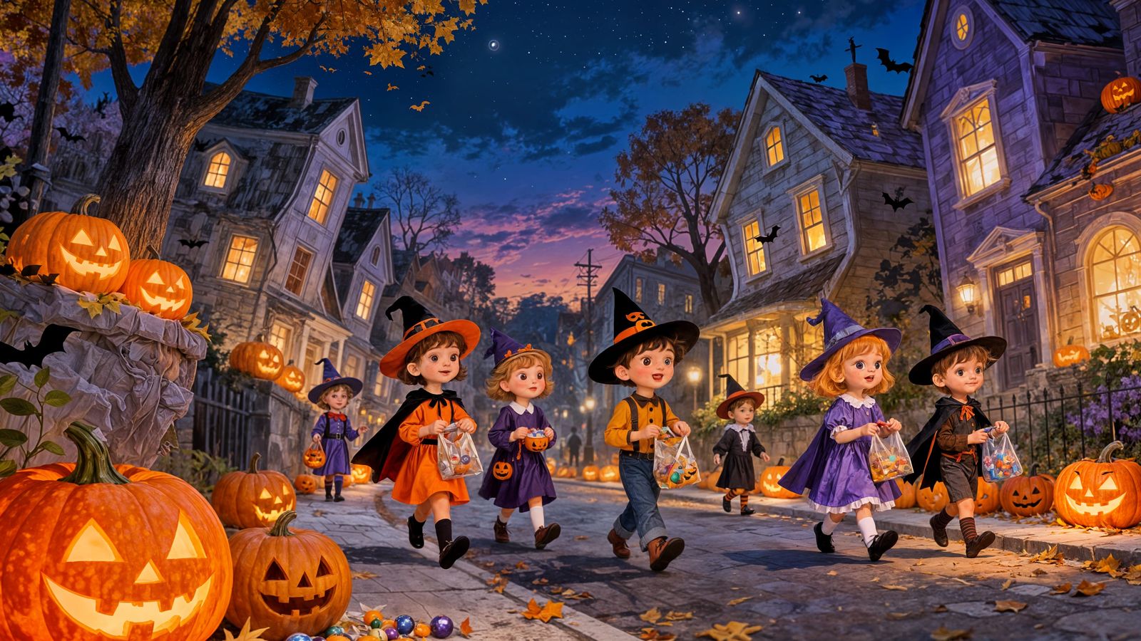 Cute Halloween Costumes: Children Trick-or-Treating