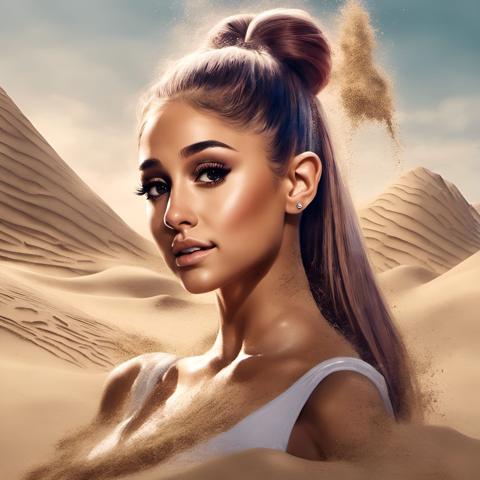 Sand Portrait of a Gorgeous Woman