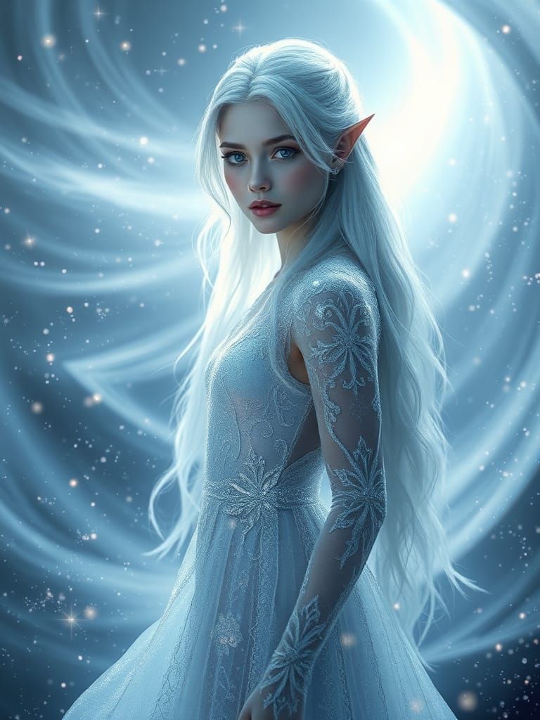 Crystalline Ice Elf in a Vortex of Light