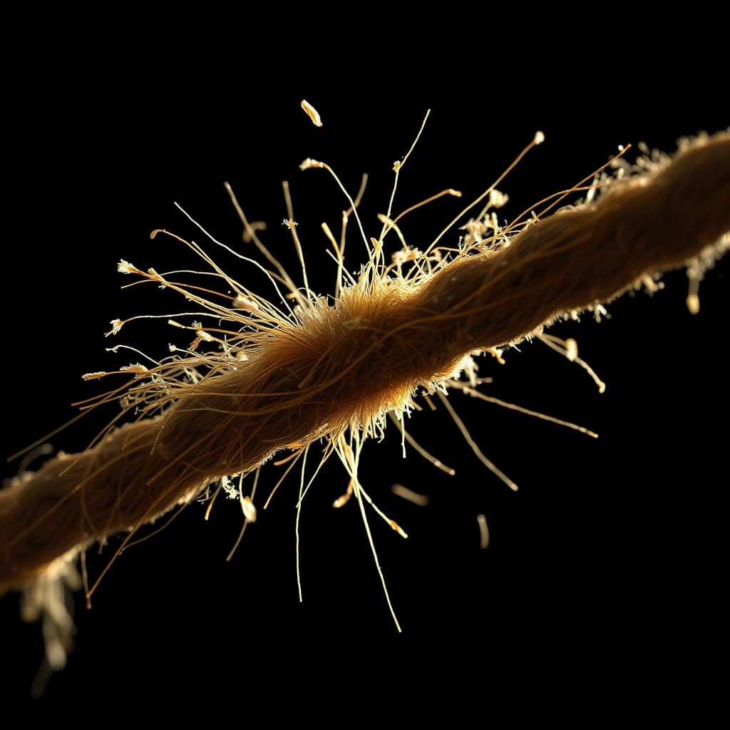 Rope Fragmenting: Hyperrealistic Close-Up with Dramatic Ligh...