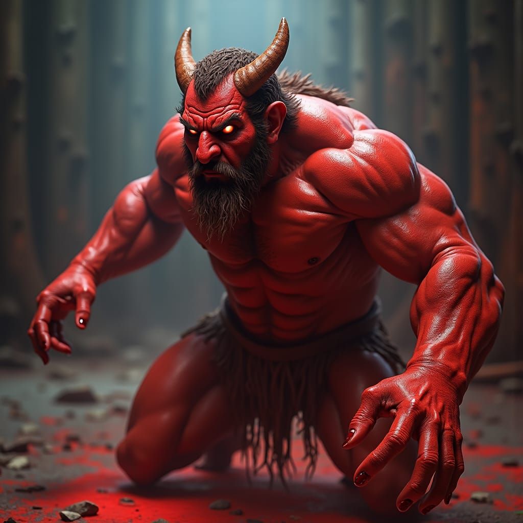 Wounded Dwarf Berserker with Axe in Fantasy Art Style