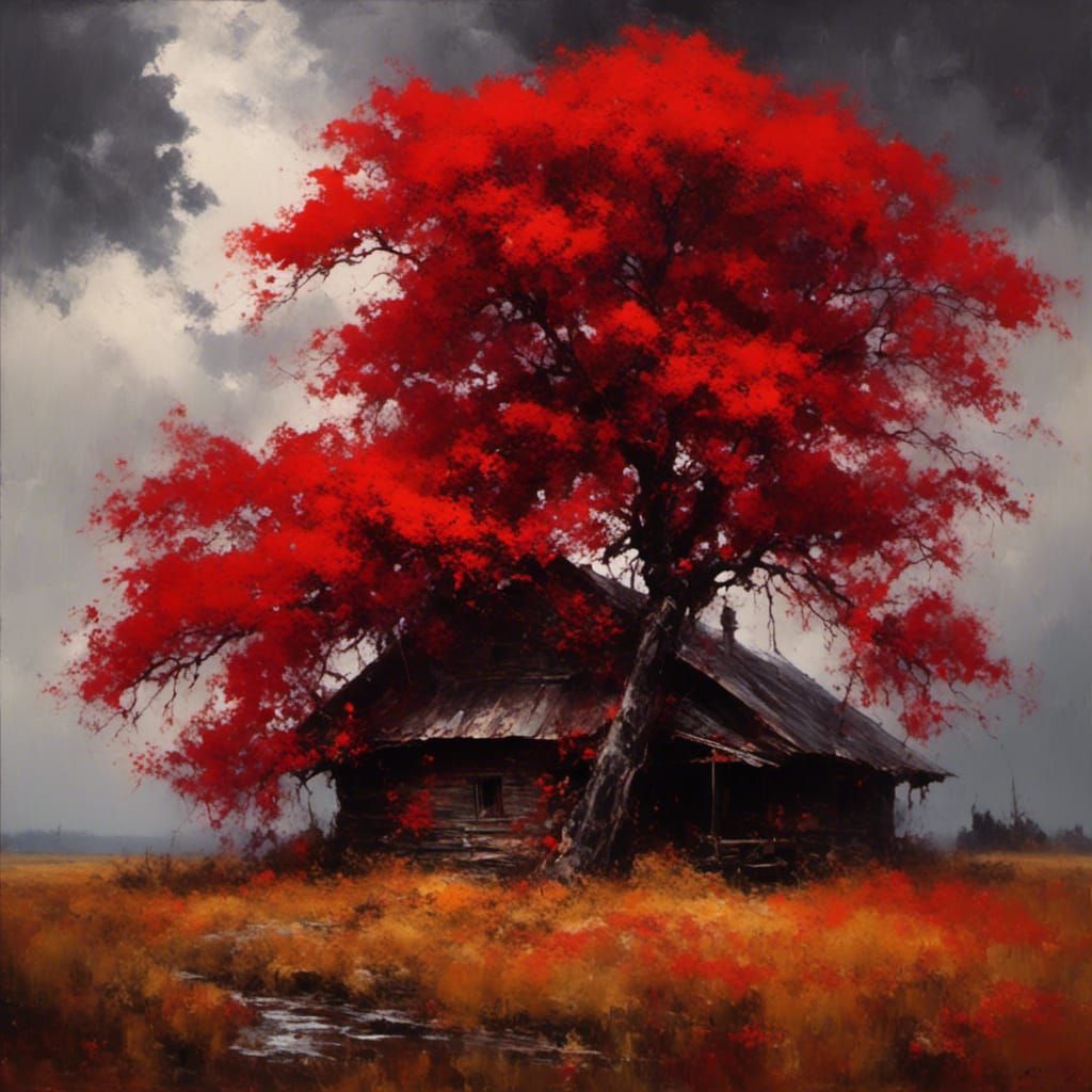 A dramatic autumn scene in the style of Arkhip Kuindzhi.