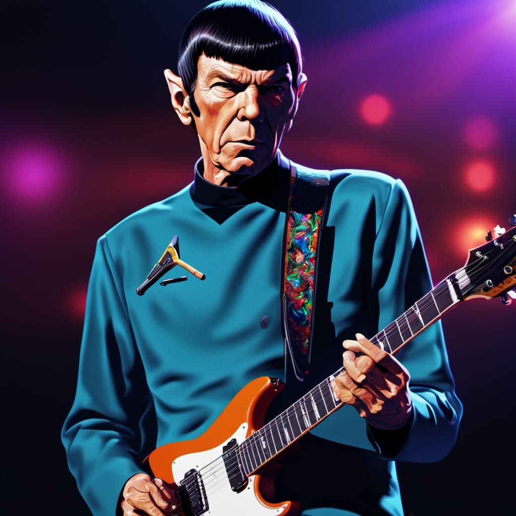 Mr. Spock Rocks Out On Electric Guitar