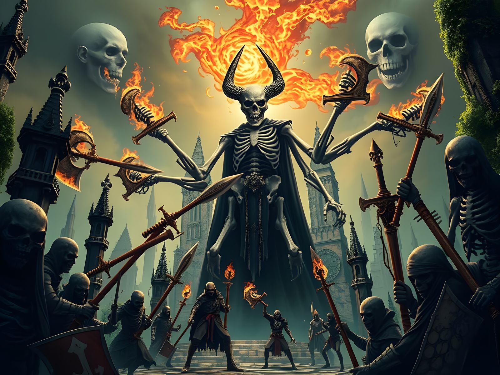 Dark Fantasy Lich Bone Lord Reigns Over Undead Hordes