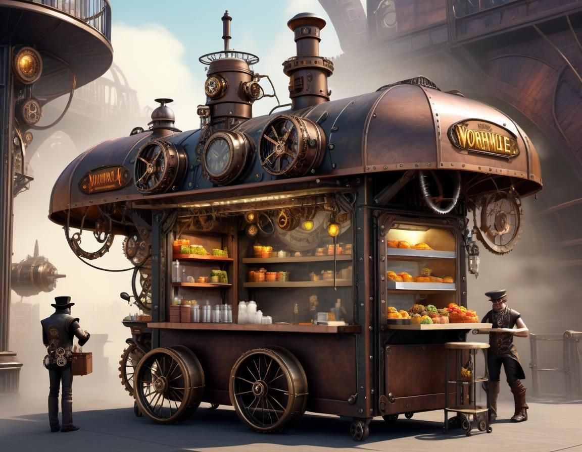 Steampunk Food Vendor at Wormhole Gate