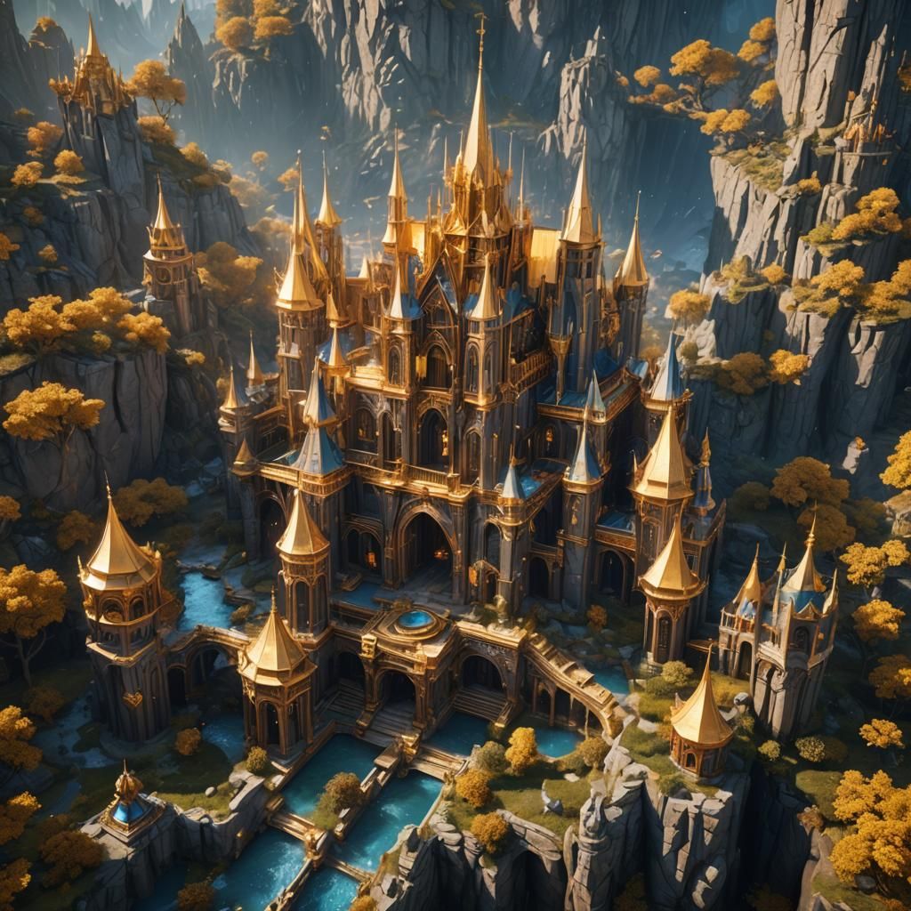 Fantastical Gold Diamond Matte Painting in 8k