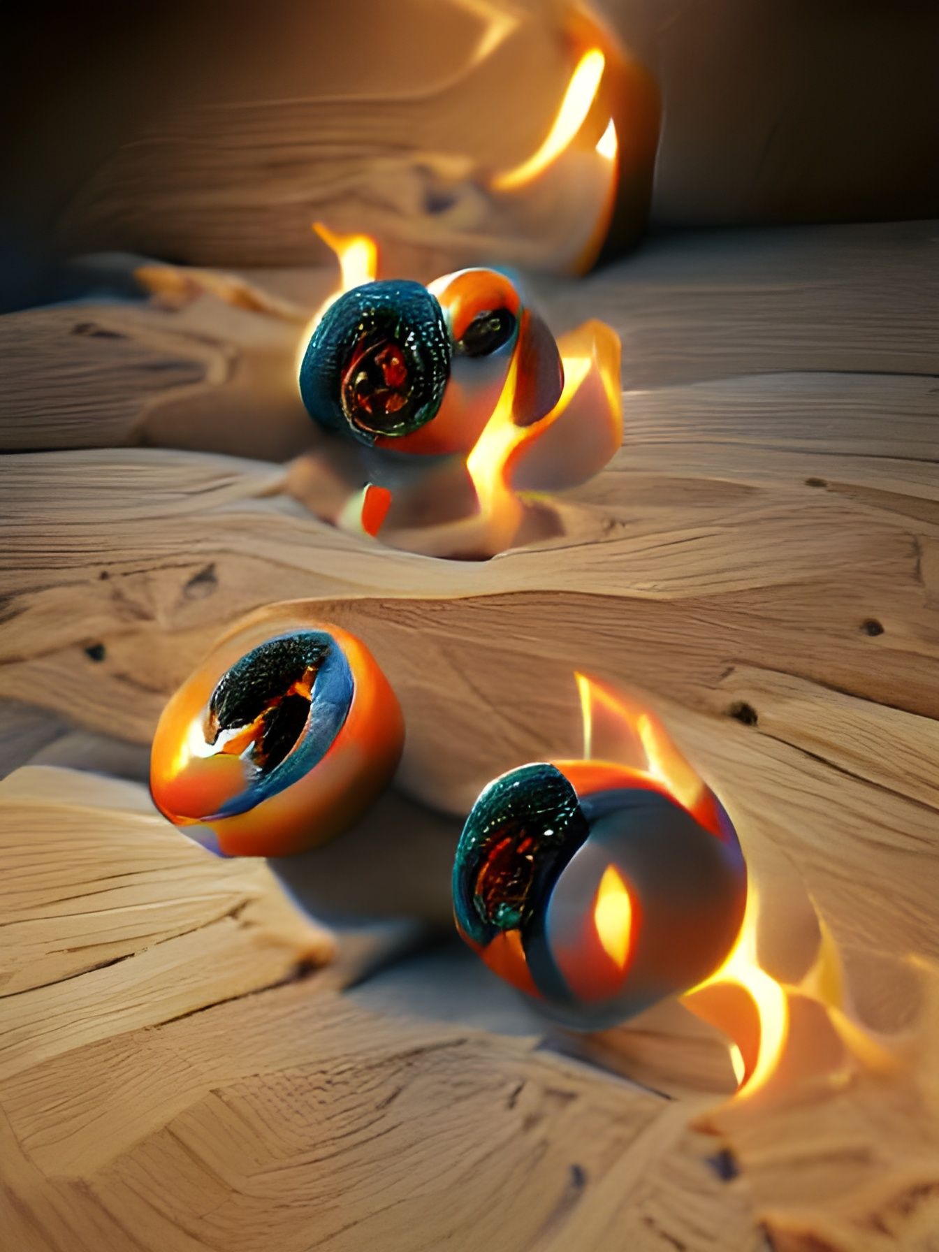 Fiery 3D Sphere Render: Spitfire Wheels
