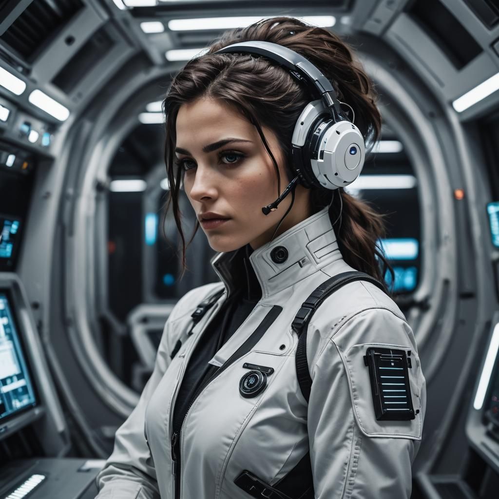 Cyberpunk Italian Cybersecurity Expert in Starship