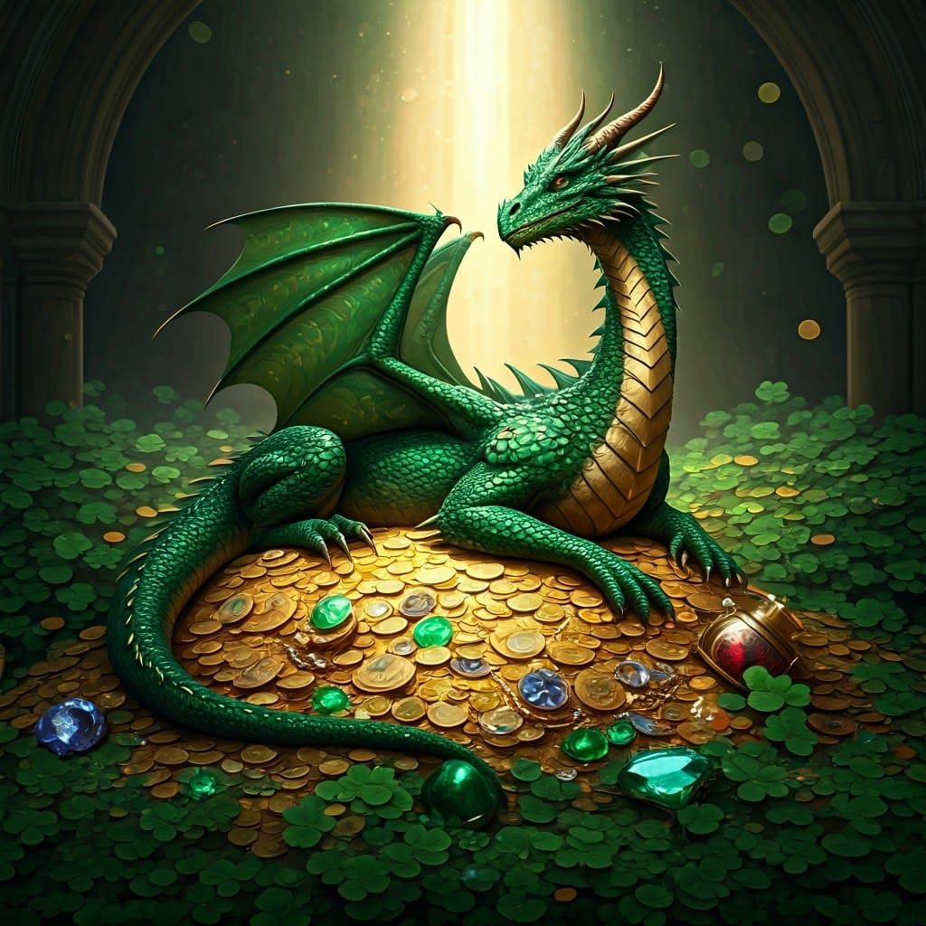 Majestic Green Dragon Celebrates St. Patrick's Day in Golden...