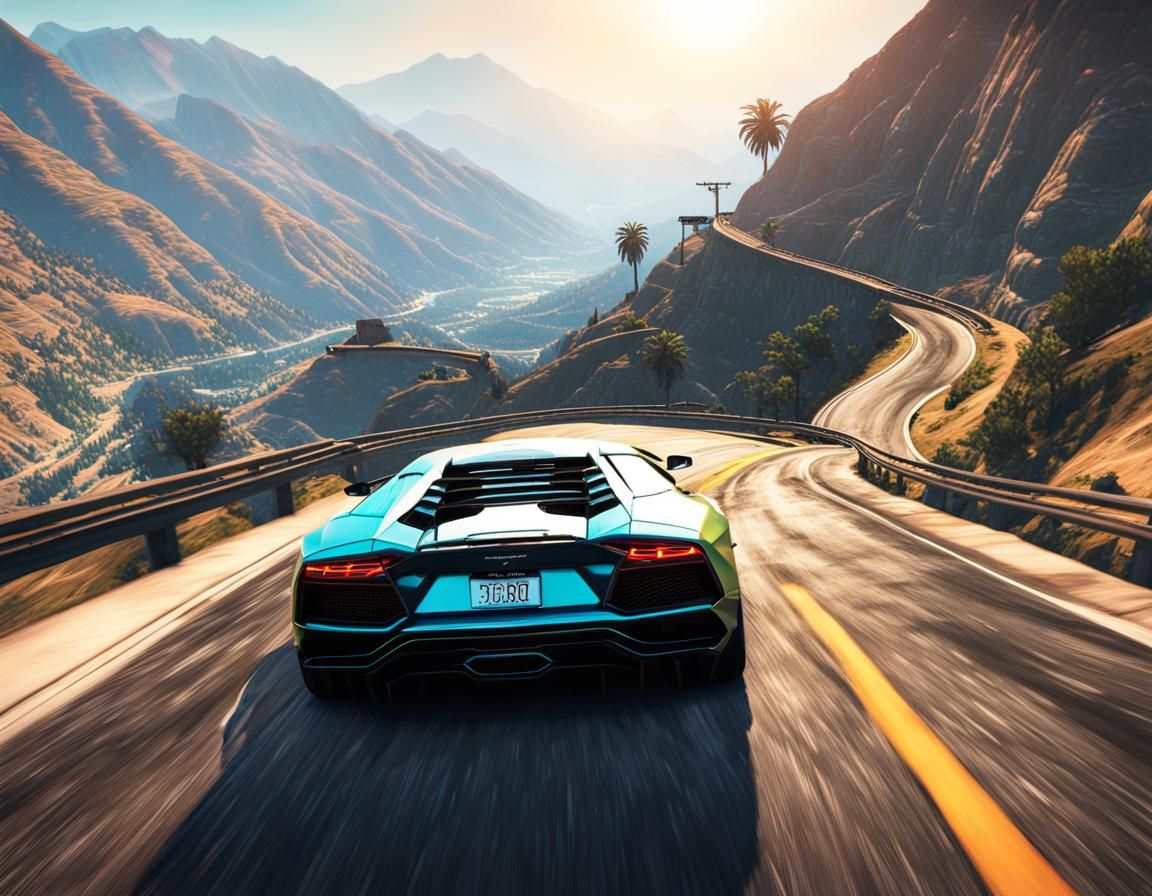 Lamborghini Aventador Driving in GTA 5 Style
