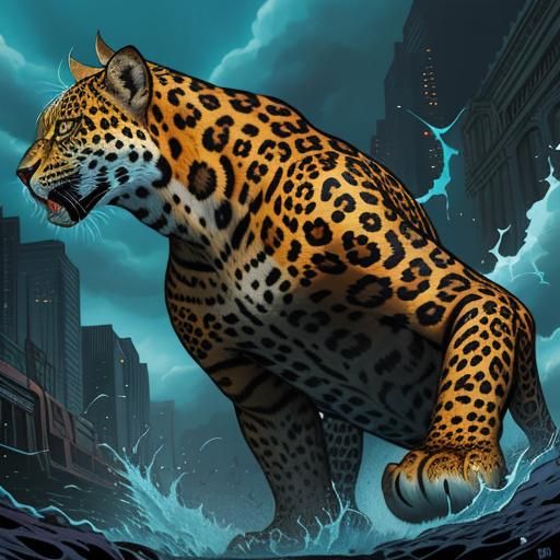 Jaguar in Comic Book Art Style