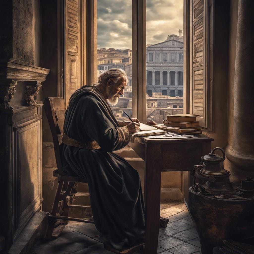 Seneca Writing a Letter in Ancient Rome
