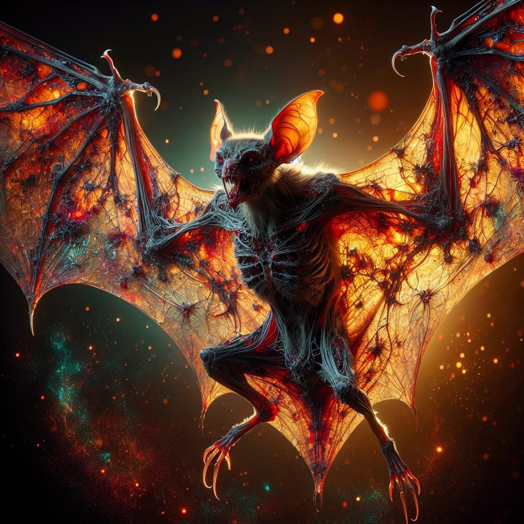 Dramatic Vampire Bat Concept Art in Hyperrealism