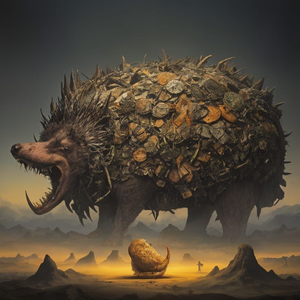 Surreal Giant Hedgehog Feast
