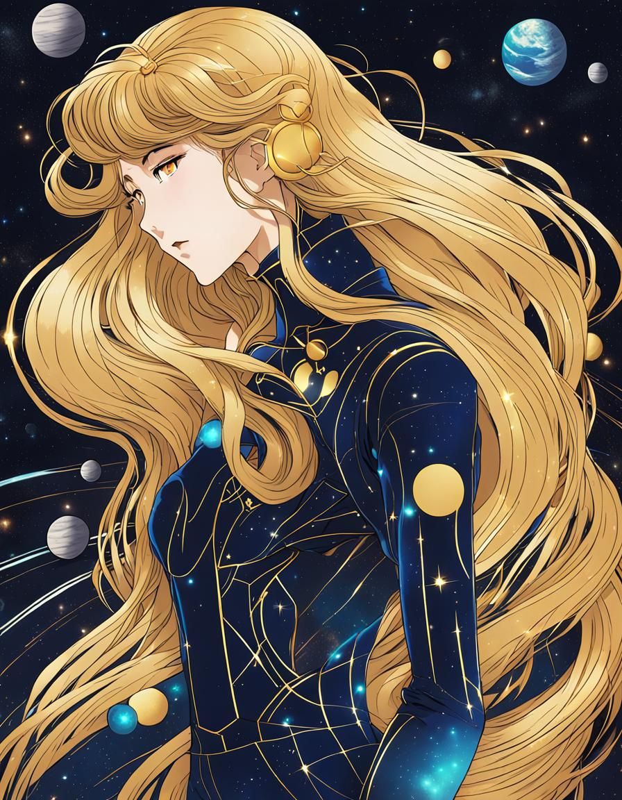 Cosmic Void Lady in 80s Anime Style