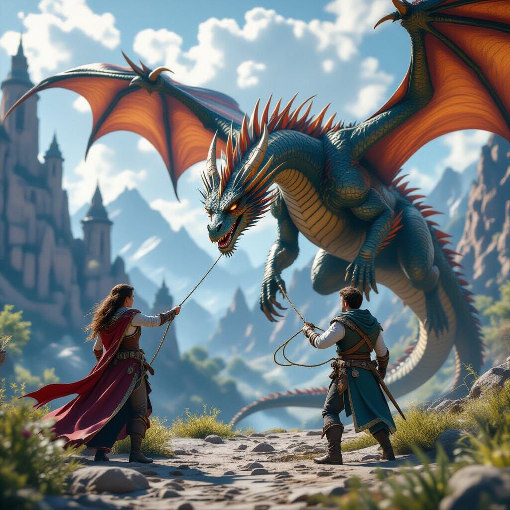 Dragon Lasso Adventure in Mystical Landscape