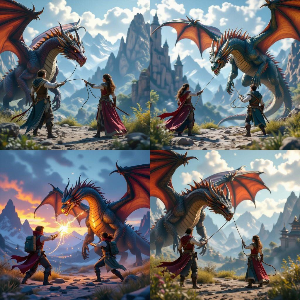 Siblings Lasso Dragon in Epic 3D Game Cinematic