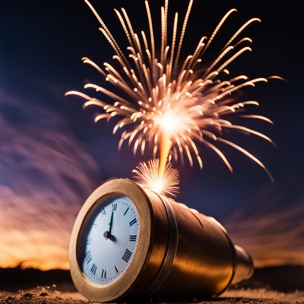 Mid-Air Firework Mortar Shell at Night