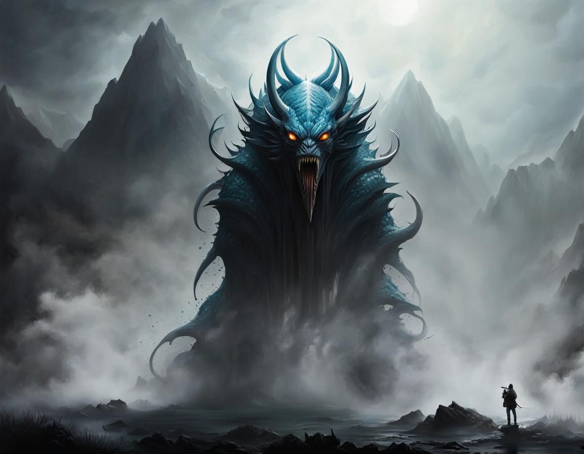 Horrifying Alien Monster in Dramatic Landscape