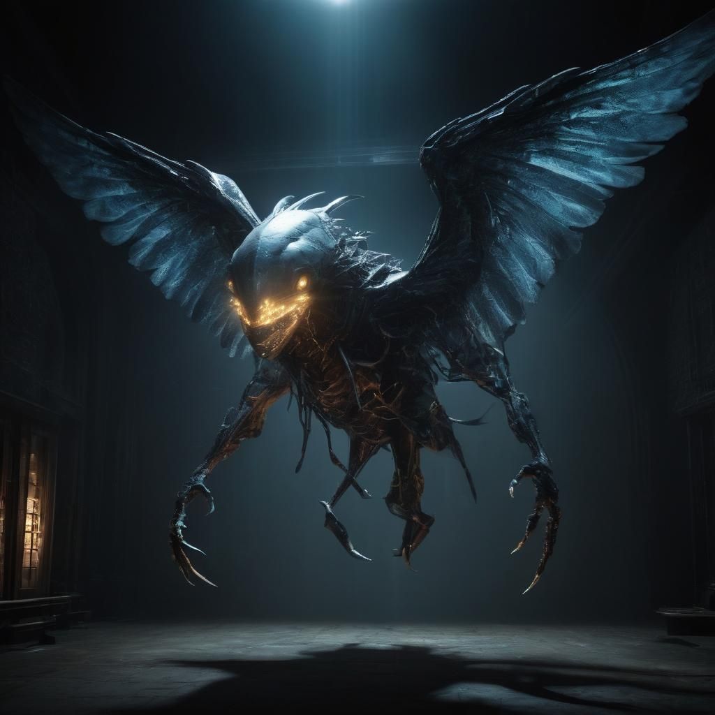 Biometric Creature Flying in the Dark of Night