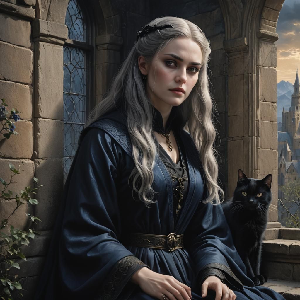 Morgana at the Chantry Window: Dark Fantasy Portrait