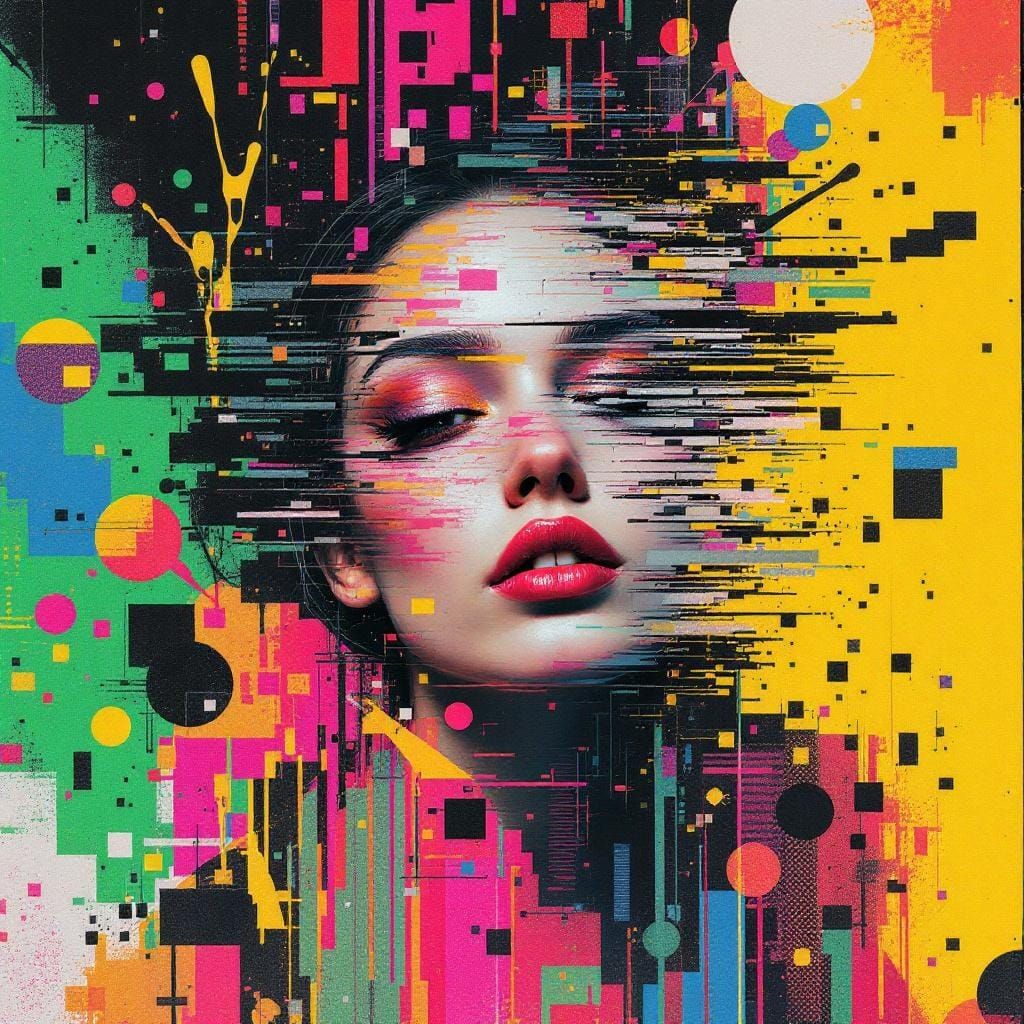 Distorted Portrait with Glitch Art Effects