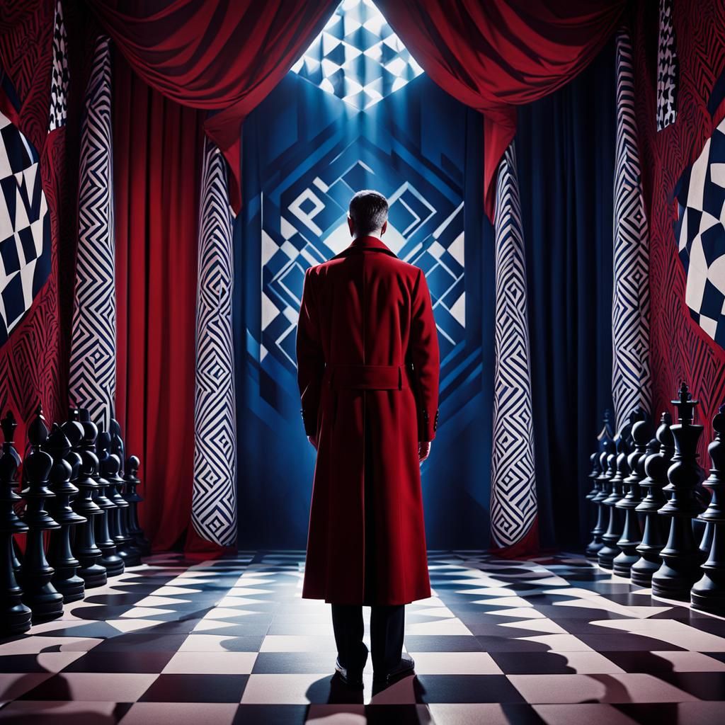 German Expressionist Chess Scene in Cinematic Style